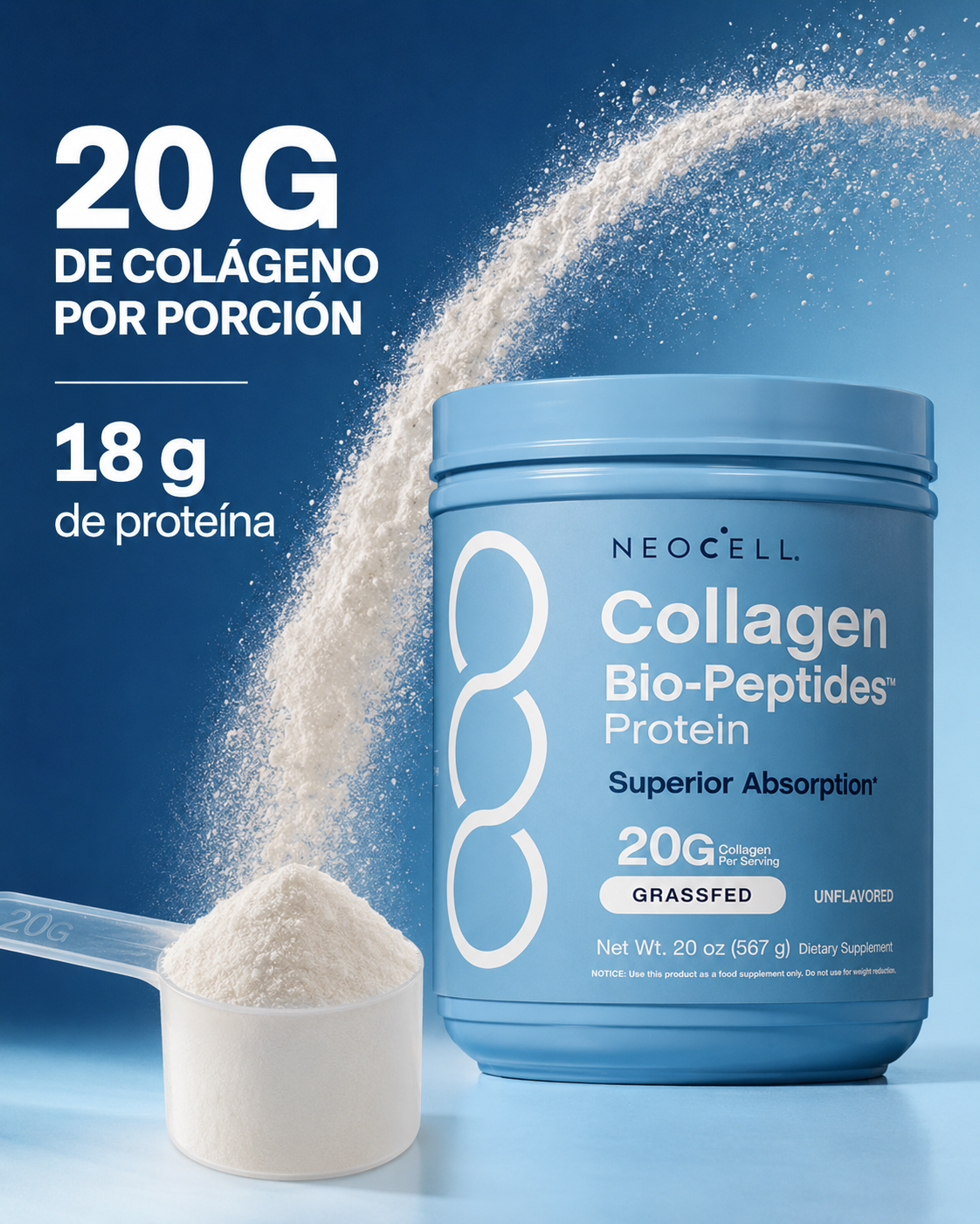 NeoCell Collagen Bio-Peptides Grassfed 567 g Sin Sabor