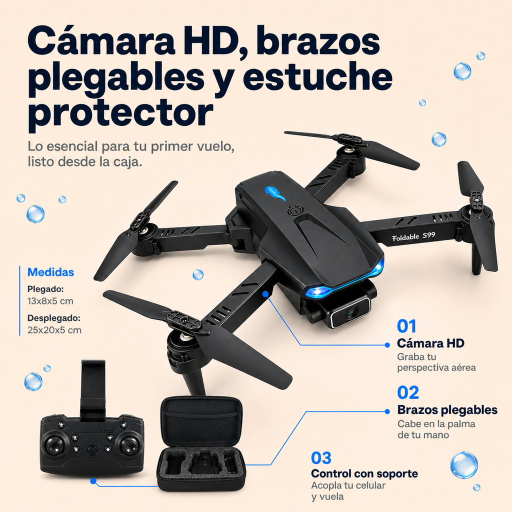 Drone S89 Dual Cámara HD Plegable — WiFi FPV, Retorno Automático