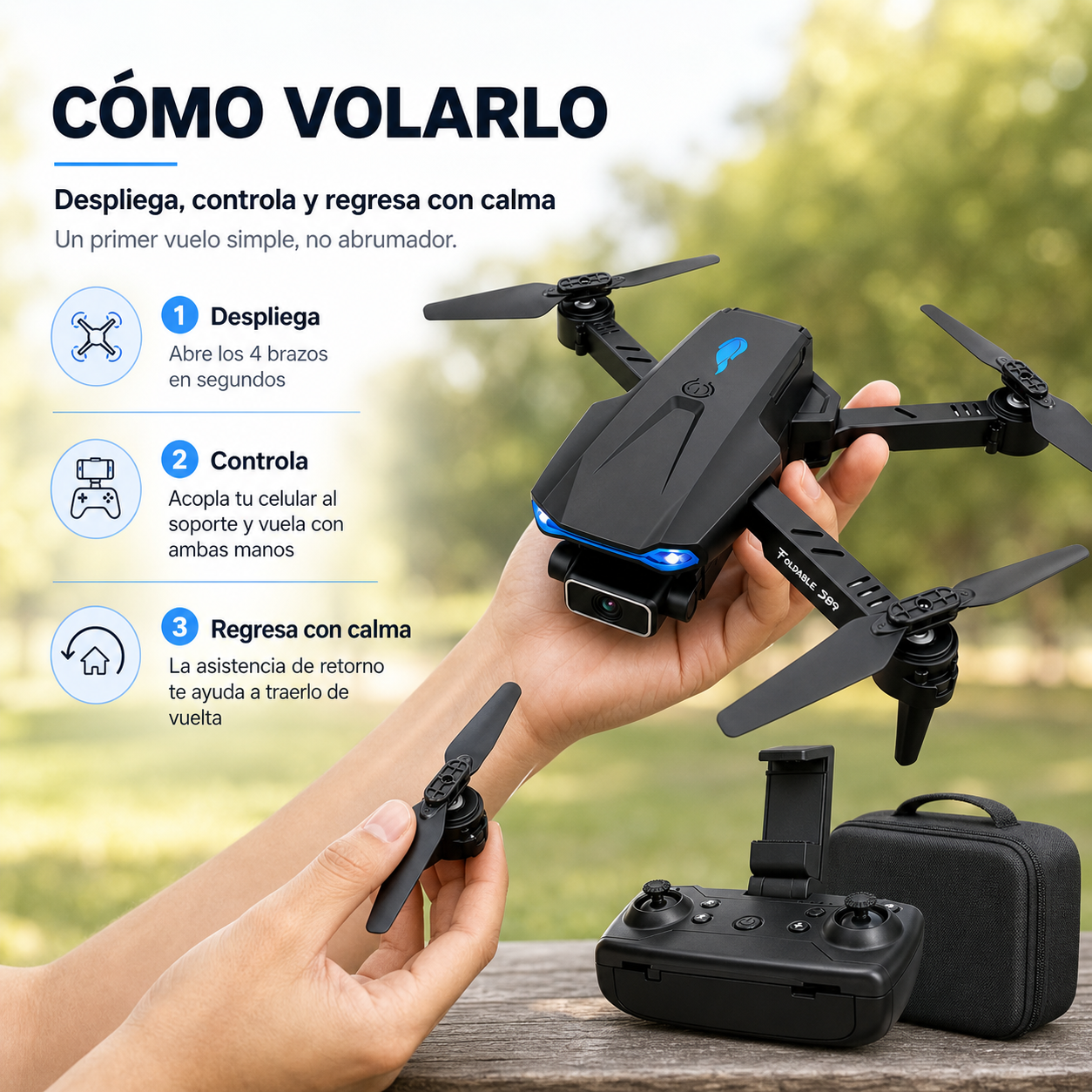 Drone S89 Dual Cámara HD Plegable — WiFi FPV, Retorno Automático