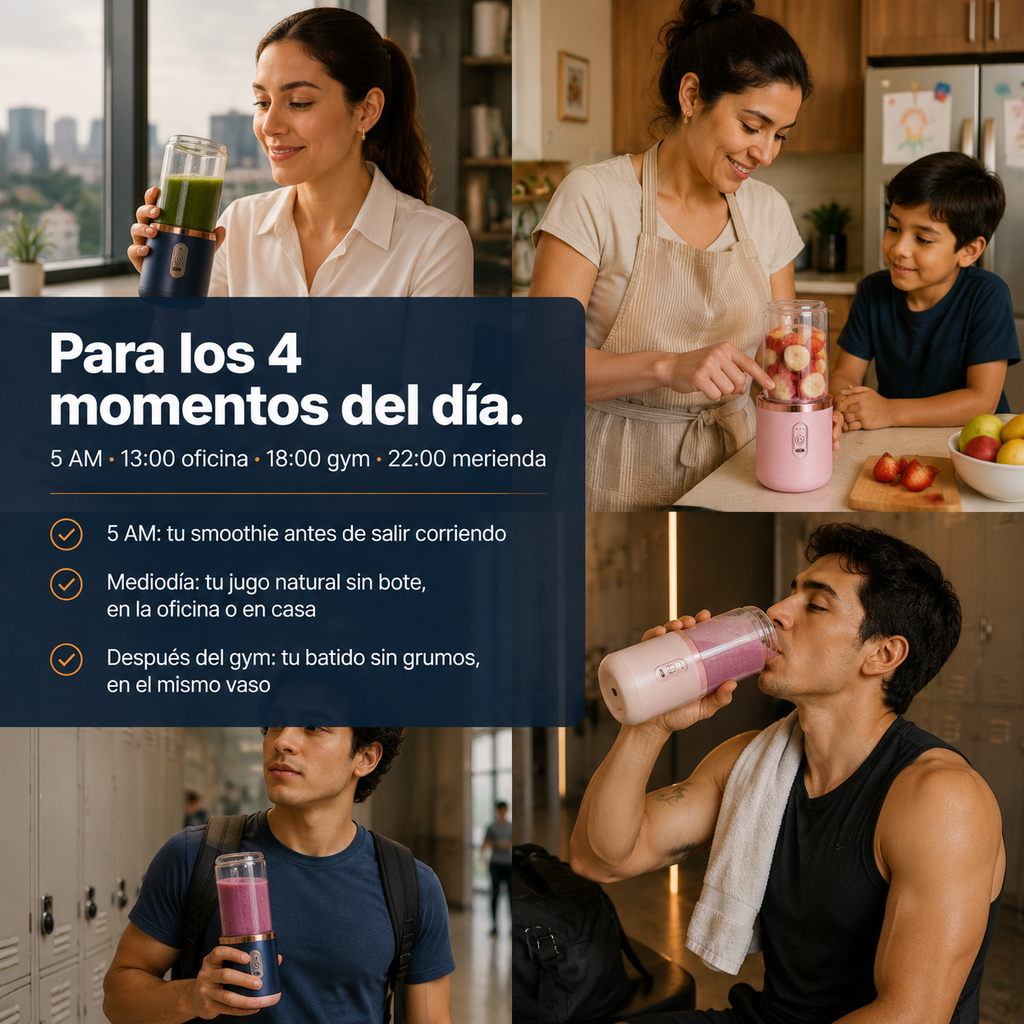 Licuadora Portátil USB-C con Vaso de mezclador 400ml