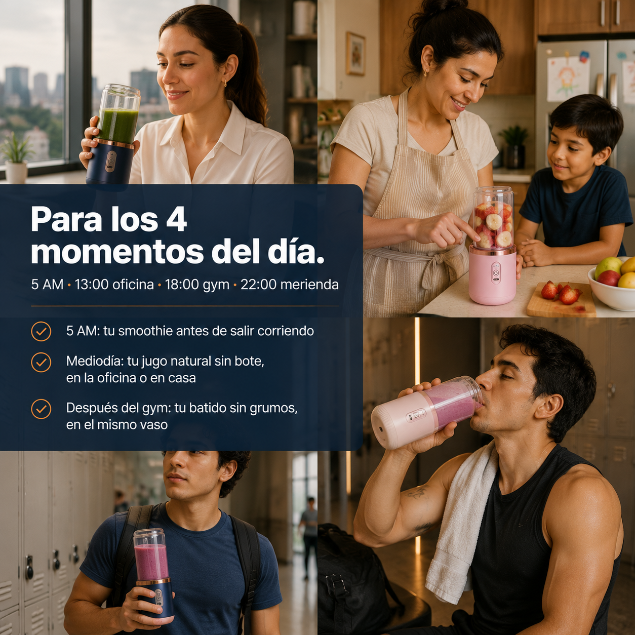 Licuadora Portátil USB-C con Vaso de mezclador 400ml
