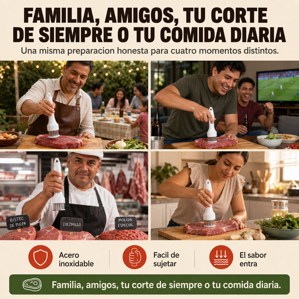 Ablandador de Carne con Agujas de Acero Inoxidable — 19.5cm