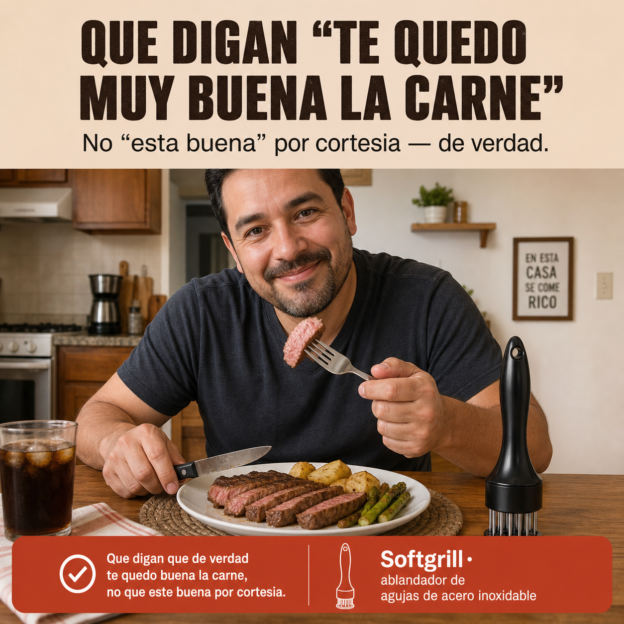 Ablandador de Carne con Agujas de Acero Inoxidable — 19.5cm