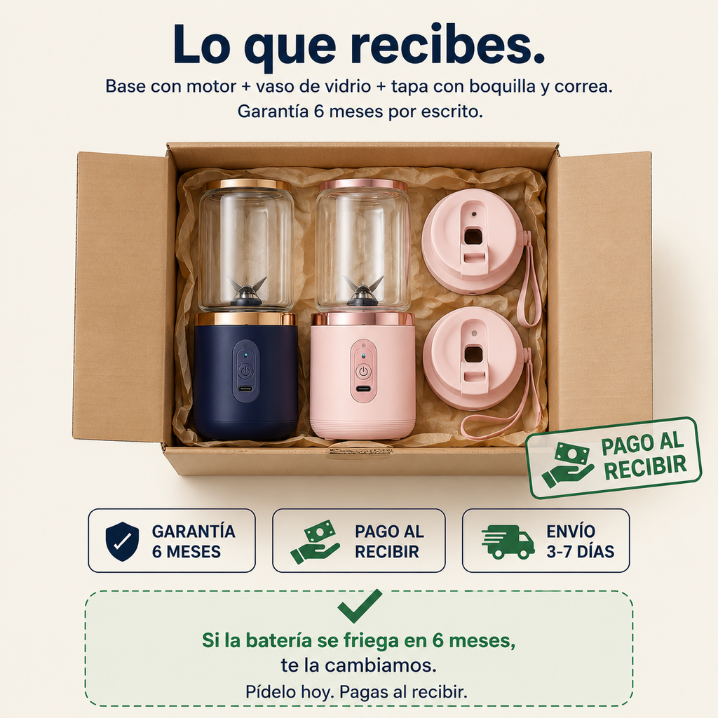 Licuadora Portátil USB-C con Vaso de mezclador 400ml